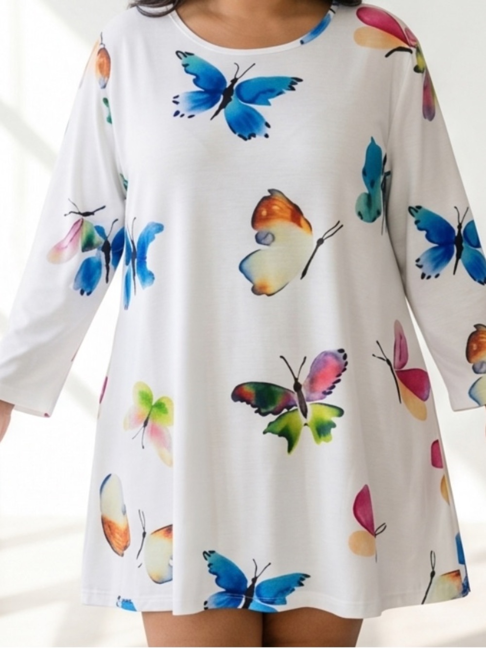 Colorful Butterfly Print Long Sleeve Top